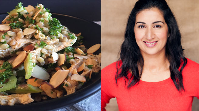 Pearl barley chicken and asparagus salad