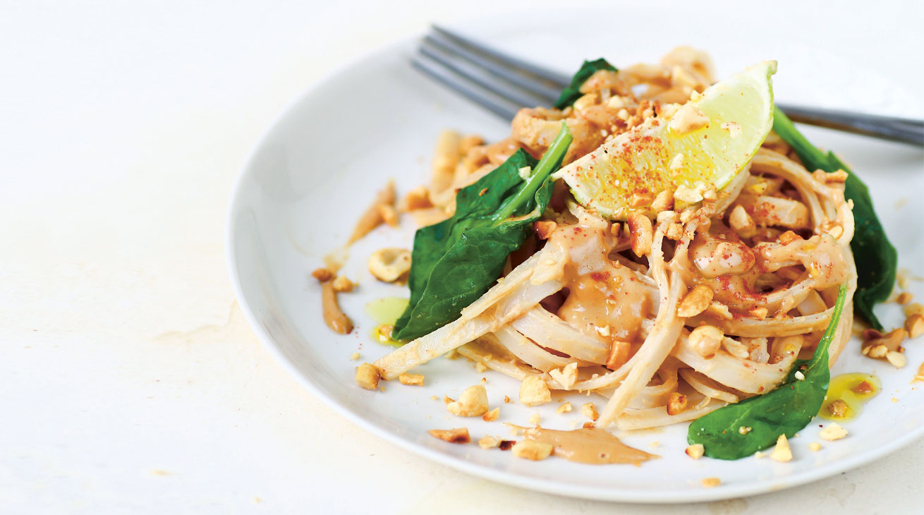 Satay noodles with lime & spinach