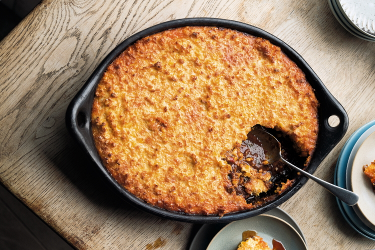 Slow cooked chicken with a crisp corn crust