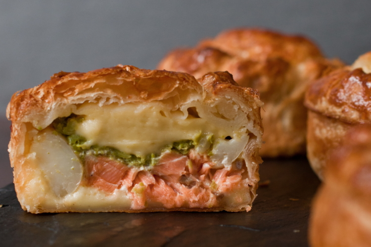 Salmon, pea and potato pie