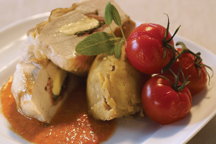 Stuffed Chicken breast and kumara mash dinner
