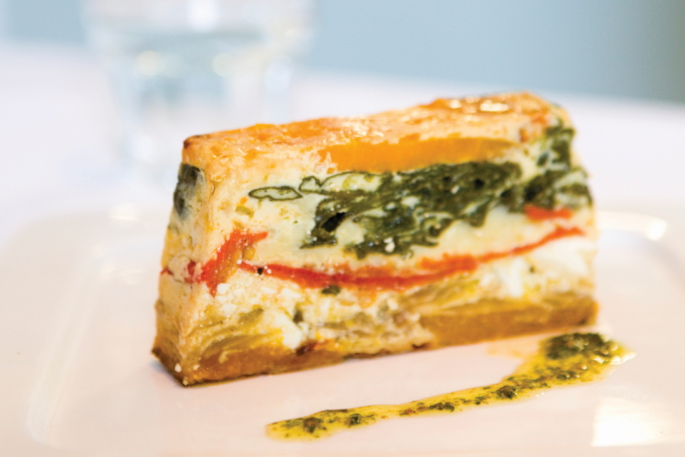 Grilled pumpkin, caramelised onion and spinach frittata