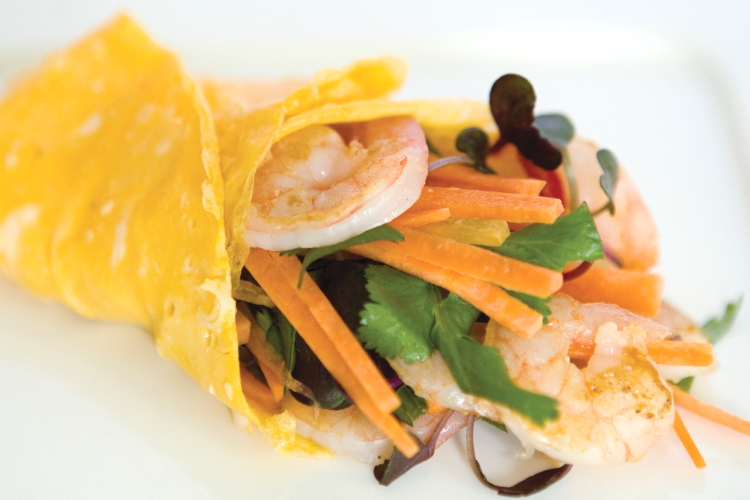 Prawn and spring onion egg rolls