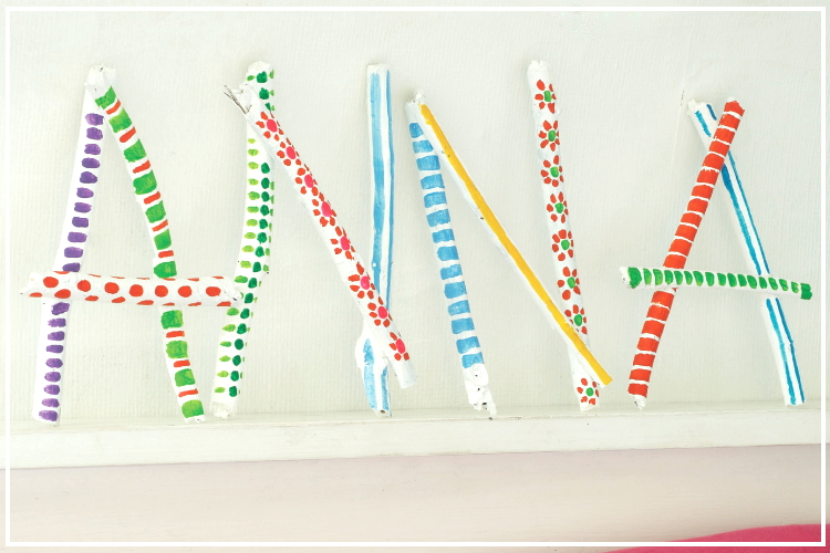 Fun painted twig letters